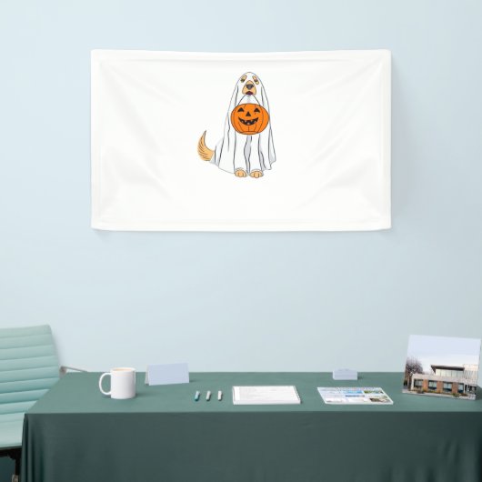 Schattige Spooky Golden Retriever Ghost Classic T- Spandoek (Beurs)