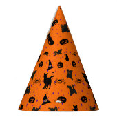 Schattige, Spooky Halloween Pattern Sinaasappel en Feesthoedjes (Links)