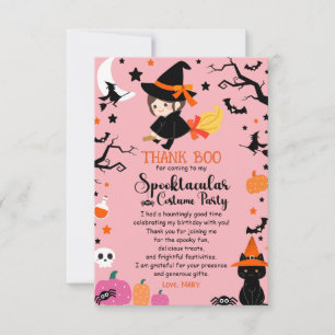 Schattige & Spooky Heks Roze Halloween Verjaardags Bedankkaart