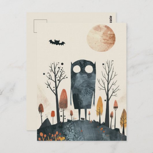 Schattige & Spooky Monster Whimsical Halloween Briefkaart (Voorkant / Achterkant)