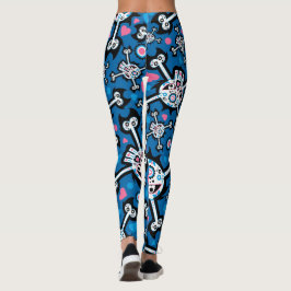Schattige Spooky Skull and Botten Pattern Leggings