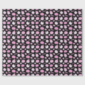 Schattige Spooky Zwart en Roze Halloween Pattern Cadeaupapier (Vlak)
