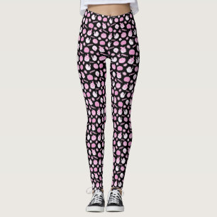 Schattige Spooky Zwart en Roze Halloween Pattern Leggings