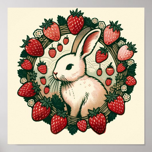 Schattige Spring Bunny Konijn Baby Konijnen Poster (Voorkant)