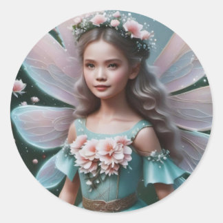 Schattige Spring Fairy Kind Roze Bloemenkroon Ronde Sticker