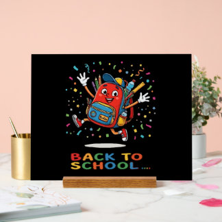 Schattige springende schoolrugzak Terug naar schoo Acryl Bord