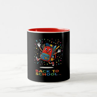 Schattige springende schoolrugzak Terug naar schoo Tweekleurige Koffiemok