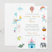 Schattige Sprookje Prinses Draak Kleurrijke Verjaa Kaart (Voorkant / Achterkant)