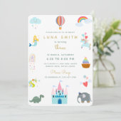 Schattige Sprookje Prinses Draak Kleurrijke Verjaa Kaart (Staand voorkant)