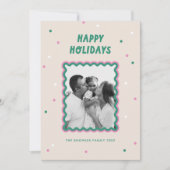 Schattige Squiggle Lijst Roze + Groen Gelukkig Feestdagenkaart (Voorkant)