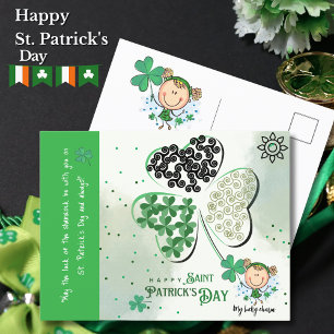 Schattige St. Patrick Little Girl Briefkaart