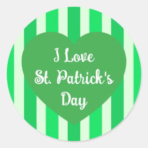 Schattige St. Patrick's Day Groen Gestreept Eenvou Ronde Sticker