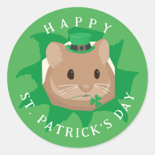 Schattige St. Patrick's Day hamster die door een g Ronde Sticker