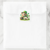 Schattige St. Patricks Day Koe Vierkante Sticker (Tas)