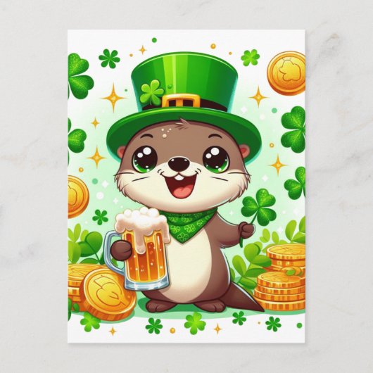 Schattige St. Patricks Day Otter Briefkaart (Voorkant)