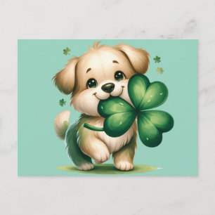Schattige St. Patrick's Day puppy Briefkaart