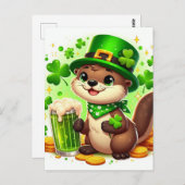 Schattige St. Patricks Otter Groen Bier Briefkaart (Voorkant / Achterkant)