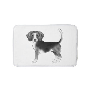 Schattige staande beagle in zwart-wit kleur badmat