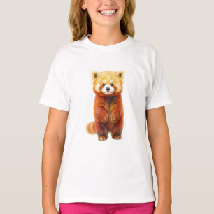 Schattige Staande Fluffy Rode Panda Kinderen T-shirt