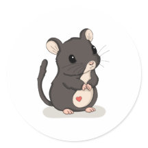 Schattige Staande Muis met Hart Kawaii Dierenstick