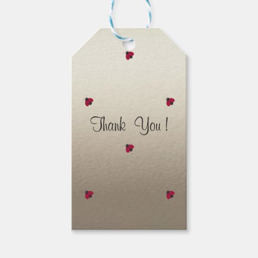 Schattige staart, rode ladybugs, luchtig cadeaulabel (Voorkant)