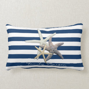 Schattige Starfish, marineblauw Stripes-gepersonal Kussen