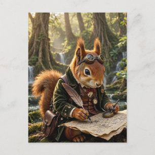 Schattige Steampunk Eekhoorn Ontdekkingsreiziger Briefkaart