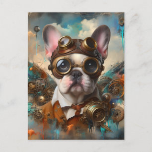 Schattige Steampunk Franse Bulldog Briefkaart
