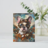 Schattige Steampunk Franse Bulldog Briefkaart (Staand voorkant)