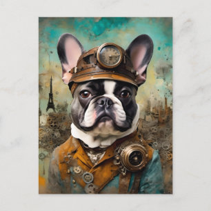 Schattige Steampunk Franse Bulldog Briefkaart