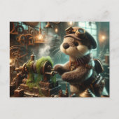 Schattige Steampunk Otter Werkt op Machinery Briefkaart (Voorkant)