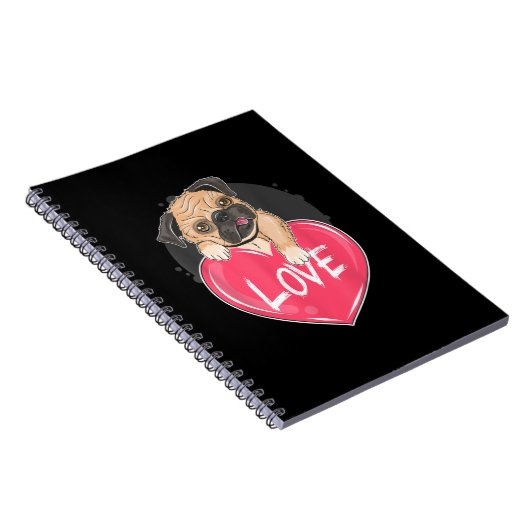 Schattige steel ik harten pug | Valentijnsdag Cade Notitieboek (Rechterzijde)