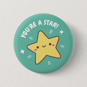 Schattige Ster Doodle Ronde Button 5,7 Cm