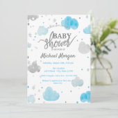 Schattige sterren & wolken  babyshower kaart (Staand voorkant)