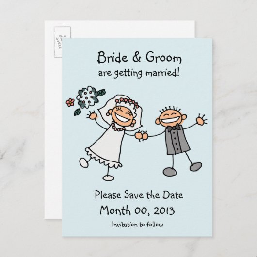 Schattige Stick Afbeelding De datum Briefkaarten o (Voorkant / Achterkant)