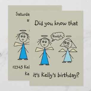 Schattige Stick Figuur Angels Girl's Birthday Part Kaart