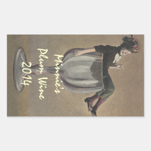 schattige Sticker Lady in wijnglas Etikettering