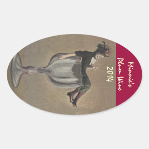 schattige Sticker Lady in wijnglas  Etikettering