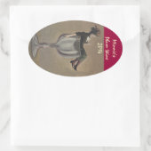 schattige Sticker Lady in wijnglas Etikettering (Tas)