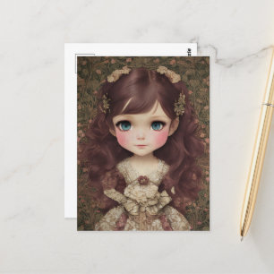 Schattige  stijl Chibi Kawaii Girl Art Briefkaart