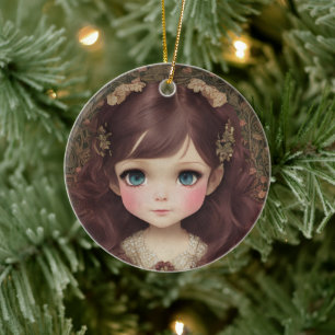 Schattige stijl Chibi Kawaii Girl Art Keramisch Ornament