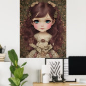 Schattige  stijl Chibi Kawaii Girl Art Poster (Thuiskantoor)