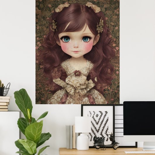 Schattige  stijl Chibi Kawaii Girl Art Poster (Thuiskantoor)