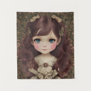 Schattige stijl Chibi Kawaii Girl Art Wandkleed