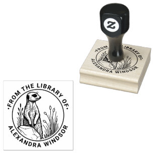 Schattige stokstaartje Staand #1 bibliotheek boekn Rubberstempel