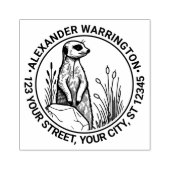 Schattige stokstaartje staand #1 naam retouradres 	rubberstempel (Afrduk)