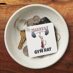 Schattige stokstaartjes gym rat grappige gewichthe sleutelhanger
