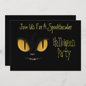 Schattige stoute zwarte kat met hoektanden Hallowe Kaart (Voorkant / Achterkant)