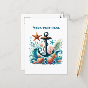 Schattige strand aanpasbaar Ship's anchor Briefkaart