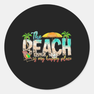 Schattige strand is mijn happy place T-shirt voor Ronde Sticker